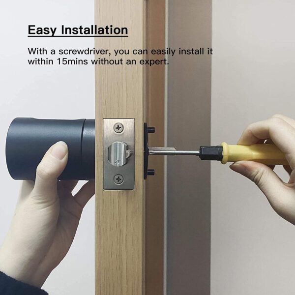 YEEUU Smart Door Lock with Fingerprint, NFC, App, Code, Backup Keys, Stylish Bluetooth Door Knob. (S170H) – Image 2